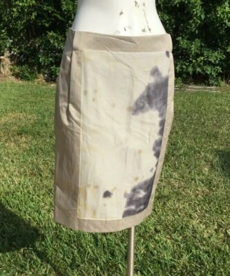 FALDA RACHEL ROY BEIGE ESTAMPADO PULIDO AL ACEITE DETALLE FRONTAL BOLSILLOS SEDA TALLA 8 NUEVA SIN ETIQUETAS Foto 1 de 4