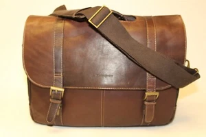 Samsonite Brown Leather Business Briefcase Messenger Shoulder Padded Laptop Bag - Picture 1 of 24