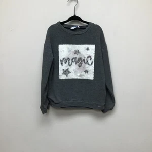Mayoral Girls Sweatshirt Gray Heathered Sequin Magic Star Long Sleeve Stretch L - Picture 1 of 9