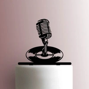 Microphone with Record 225-A741 Cake Topper - Picture 1 of 2