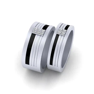 His and Her Wedding Band Set 0.15CT White Diamond Matching Couple Eternity Bands - Picture 1 of 7
