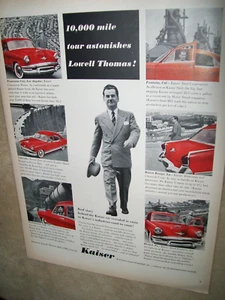 1953 53 Kaiser grande annuncio auto mag - "10000 miglia tour stupisce Lowell Thomas" - Foto 1 di 1