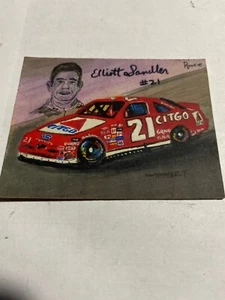 Elliot Sadler PRINT W W Hoffert 2.5x3.5in Wood Tile NASCAR Winston Sprint Cup - Picture 1 of 3