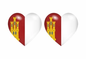2x Sticker Flag Heart Castilla the Mancha - Picture 1 of 1