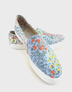 KEDS x Rifle Paper Co. Double Decker Wildwood Slip On Sneakers Sz 9.5 NWOT - Picture 1 of 9