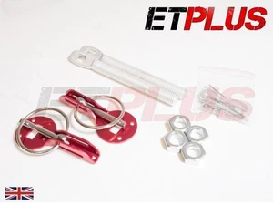 Alloy RED Bonnet Pin kit Race Rally Style Hood pins Track Pair 1st class post! - Picture 1 of 1