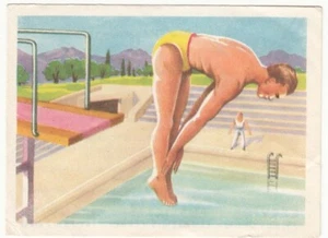 PLONGEON DIVING WASSERSPRINGEN IMAGE CARD 1950'S 2 - Picture 1 of 2