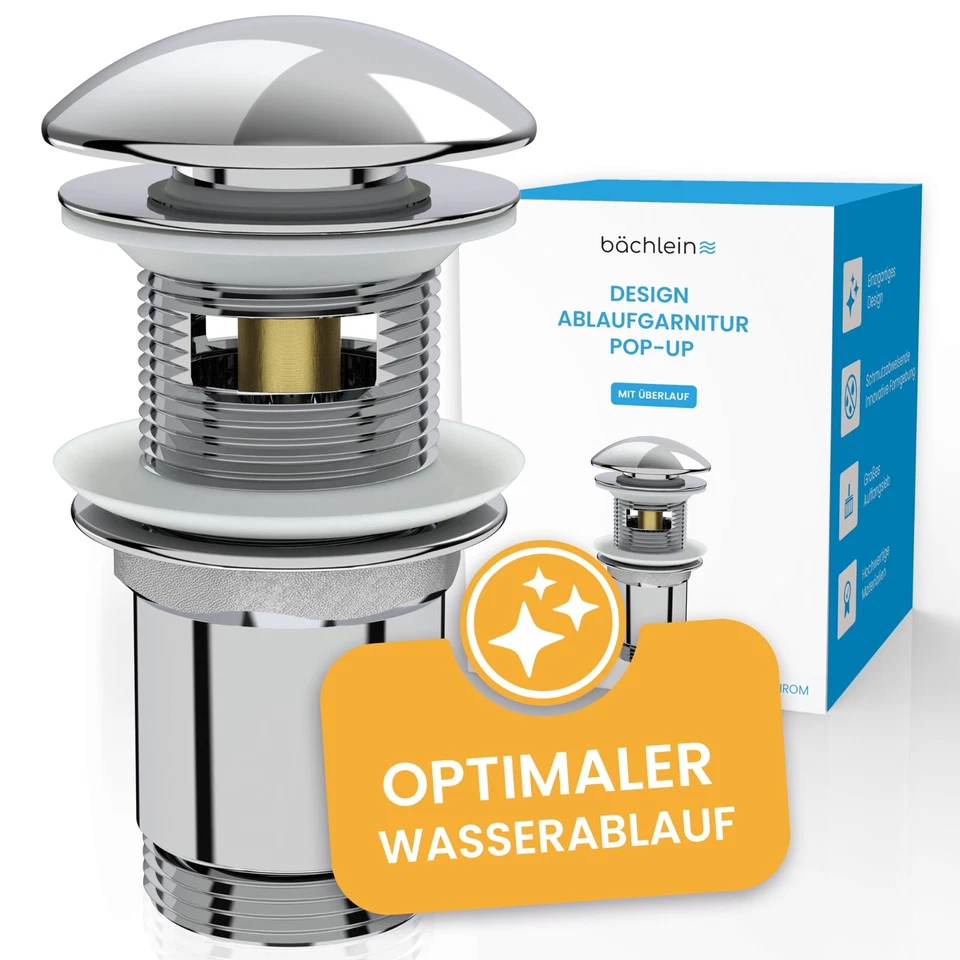Bächlein Pop-Up Design Ablaufgarnitur mit / ohne Überlauf - Waschbecken Ablauf - Bild 1 von 1