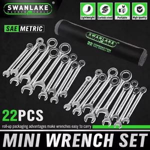 22PCS Combination Wrench Set Ignition Spanner Steel Tools Metric SAE Mini Small - Picture 1 of 10