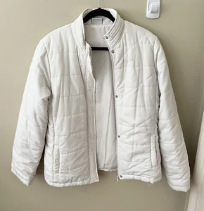 DIADORA - Ivory White Lined Puffer Jacket + Pockets Size 14 Good Condition - Picture 1 of 6