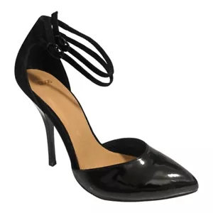 Tacones altos puntiagudos ASOS negros patente/gamuza, EE. UU. 7 (Reino Unido 5) - Imagen 1 de 7
