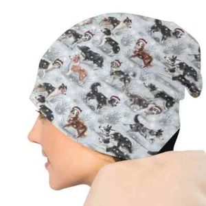 Border Collie Reversible Beanie Skully Hat Christmas dog owner skull cap tuque - Picture 1 of 5