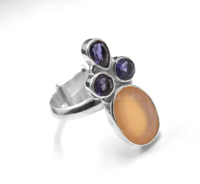 Anello regalo di fidanzamento Iolite pietra di luna pesca US 10 925 gioielli ... - Immagine 1 di 4