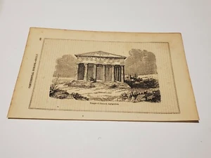 Templo de Segesta Sicilia Italia c. 1857 grabado - Imagen 1 de 2