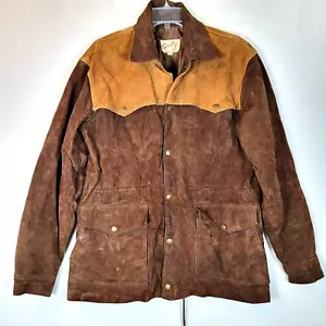 Scully Mens Vintage Chore Car Coat Size Large Brown Suede Snap Western Vintage - Picture 1 of 11