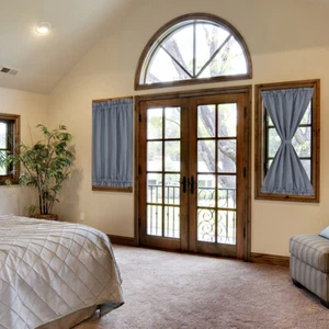 Elegante 25 x 40 Zoll Verdunkelungsvorhänge Stange Schiebetür Vorhänge Dunkelgrau - Bild 1 von 12