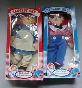 Lot of 2 Vintage Raggedy Ann & Andy Doll Hasbro Softies NRFB MIB New In Open Box - Bild 1 von 4