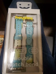 Heyday Apple Double Watch Band 38/40mm Turquoise Green Canvas Faux Leather NIB - Zdjęcie 1 z 3