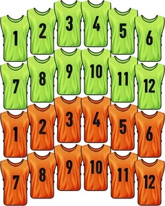 24 Pcs Sports Pinnies Soccer Scrimmage Practice Vests Numbered Soccer Team Pe... - Picture 1 of 7
