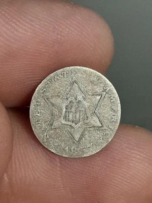 1857 3 Cent Silver Trime US Coin - Image 1 of 4