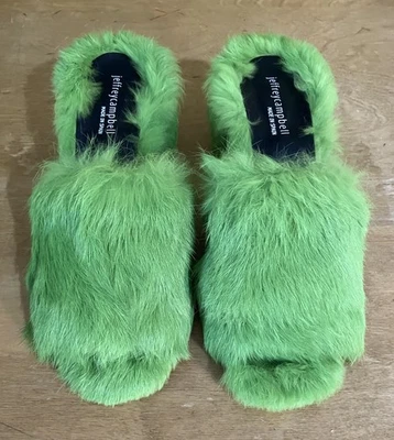 Sandalia JEFFREY CAMPBELL verde punta abierta piel sintética tobogán mula talla 40 Foto 1 de 4