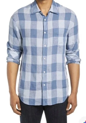 RAILS Havana Relaxed Fit 100% Linen Shirt Blue Plaid Medium Long Sleeve Button  - Image 1 of 4