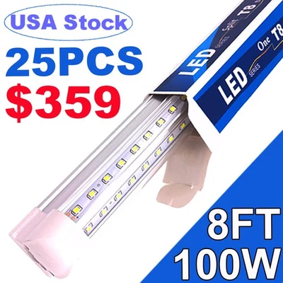 25 Pack T8 8FT 100W LED Shop light Fixture 6500K 8 Foot LED Factory Garage Light - Image 1 of 4
