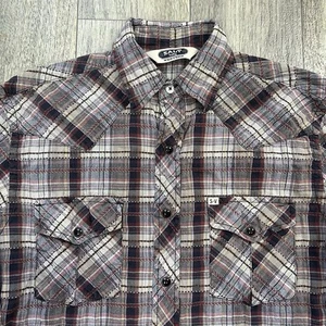 Camisa Salt Valley Western Para Hombres XS Tono Tierra Cuadros Perla A Presión Manga Larga Vaquero - Imagen 1 de 8
