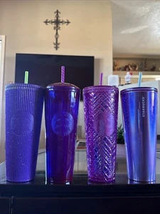 Starbucks Purple Glow In The Dark Tumbler Cup Straw 24 ounce, Bedazzled , & More - Picture 1 of 3