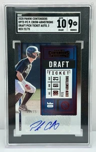 Pete Crow-Armstrong Auto Red /75 2020 Panini Contenders Draft Pick Ticket DPT2-P - Picture 1 of 2