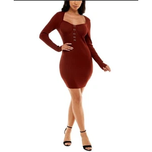 Nuevo con etiquetas Mini Vestido Pullover Para Mujer Casi Famoso Marrón Acanalado Escote SweetHeart 3X - Imagen 1 de 7