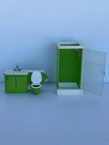 Vintage 1970s Fisher Price Little People Bathroom Set Shower & Toilet/Sink Combo - Picture 1 of 11