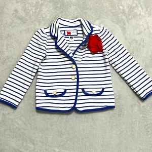 Janie and Jack Niñas 2T Blazer Chaqueta Azul Blanco Rayas Náutico Preppy Abrigo - Imagen 1 de 4