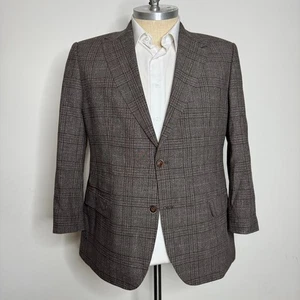 Custom Tailored Wool Plaid 46R Blazer Vitale Barberis Canonico Fabric Menswear - Picture 1 of 10