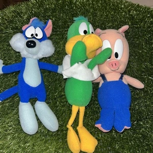 Vintage 1990 Applause Plucky Duck, Katze, Porky, Tiny Toon Plüsch Menge 3 Warner Bros. - Bild 1 von 12