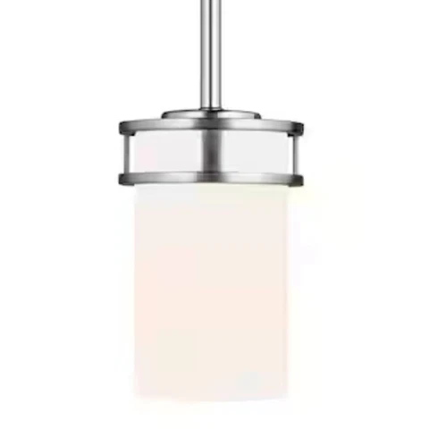 Generation Lighting Robie Brushed Nickel Etched Glass Cylinder MiniPendant Light Cover
