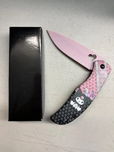 Kuromi Lolita Pink Metal Tactical Spring Assisted Open Survival Pocket Knife 8” - Picture 1 of 6