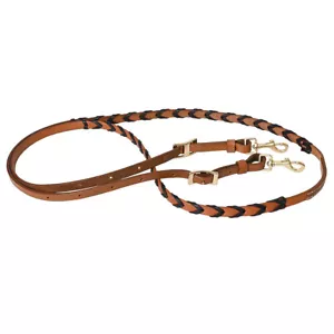 8 Feet Hilason Western Horse American Leather Laced Barrel Roper Reins Brown - Picture 1 of 4