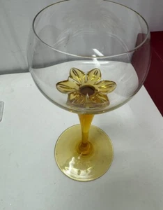 Vintage Bohemian Golden Amber Stems With Claw Grip Wine / Hock Glasses - VGC X6 - Picture 1 of 12