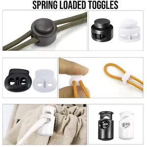 Toggle Spring Loaded Plastic Adjustable Drawstring Toggles Stopper Cord Locks - Picture 1 of 20