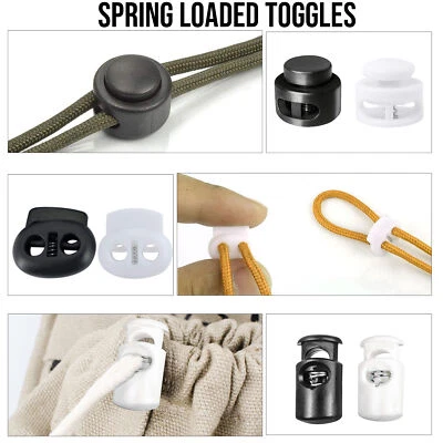 Toggle Spring Loaded Plastic Adjustable Drawstring Toggles Stopper Cord Locks - Image 1 of 4