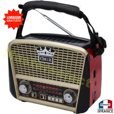 Radio Con Am Fm Bluetooth Lector USB SD Altavoz Retro Vintage Solar - Imagen 1 de 3