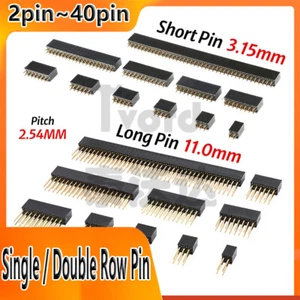 PCB Header Vertical Female Socket Connector 2.54mm, Single / Double Row Pin - Picture 1 of 53