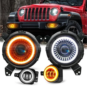 Faros LED halo + luz antiniebla 130 W para Jeep Wrangler JL Gladiator JT 2018-2024 - Imagen 1 de 18