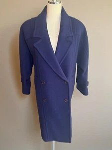 Vintage 100% Wool Trench Coat Purple Petite USA Union Made Retro S-M - Picture 1 of 18