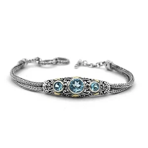 B-2574--GLD / Armband 925 Sterling Silber braclet bangle  mit 18 Karat Gold - Bild 1 von 5