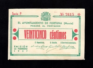 F.C. FORTUNA (MURCIA) , 25 CÉNTIMOS , S/C- . - Imagen 1 de 2