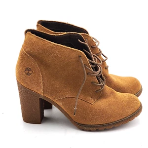 Timberland Women's  Suede Chunky High Heel Boots Wheat A1KJ6 Defender 9.5 - Picture 1 of 11