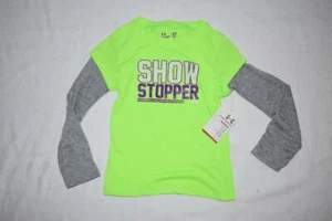 Under Armour Girls Toddler SHOW STOPPER Long Sleeve T-Shirt Neon Green NWT - Picture 1 of 1