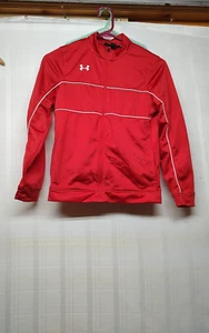 Under Armour Women Red Track Jacket Size Med. 2 Pockets Out and In Side - Picture 1 of 18